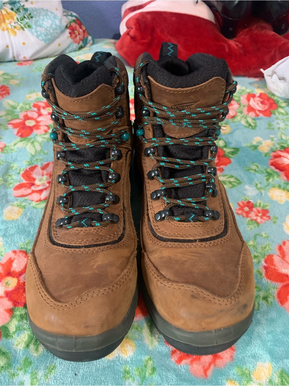 Red Wing Tradeswoman Brown Suede Leather Steel Toe Work Boots Waterproof